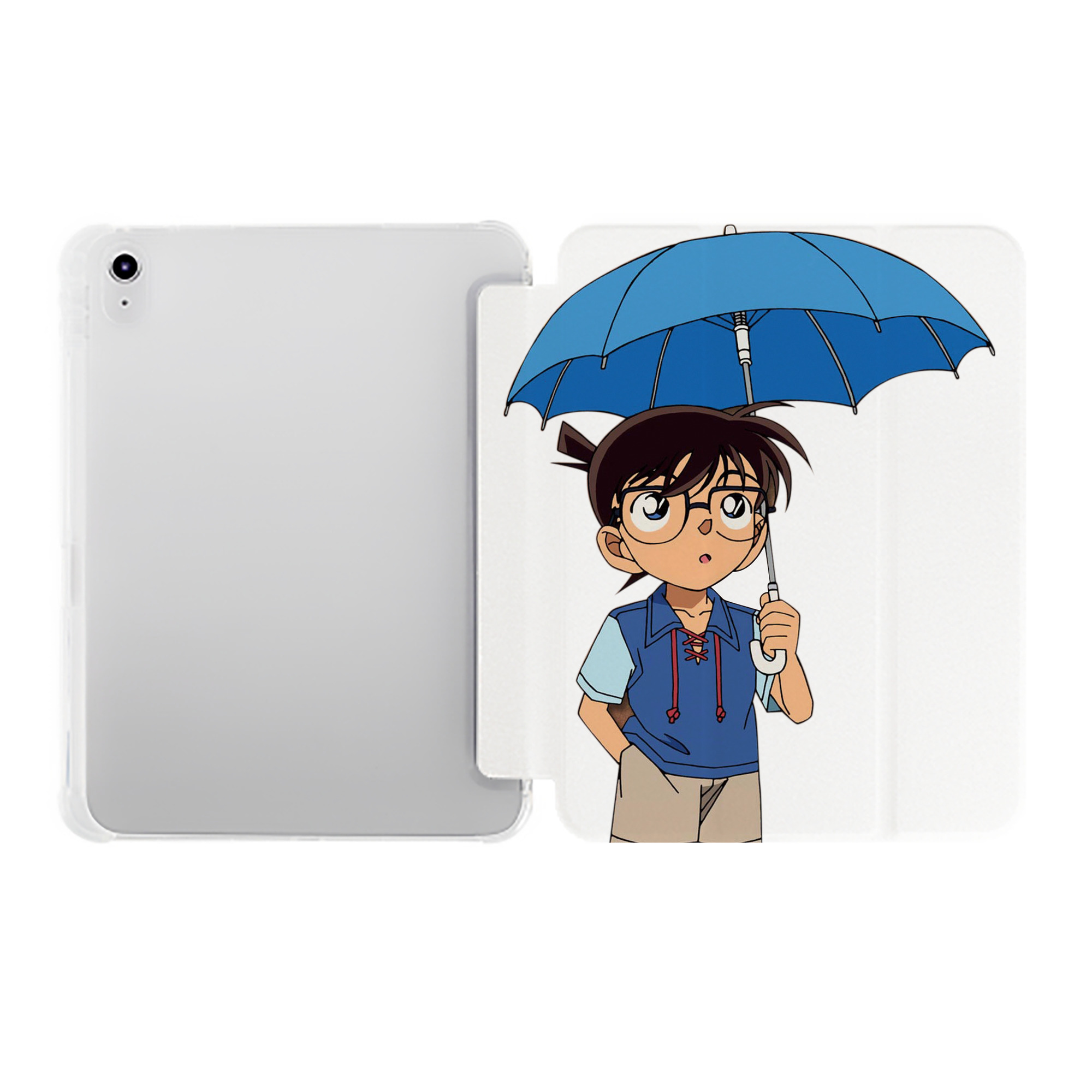 （画像用） 名探偵コナン 江戸川 コナン Detective Conan Conan Edogawa IPad ケース ペン収納付き 三つ折りスタンド PUレザー×シリコン 対応機種9.5/10.5/10.9インチ